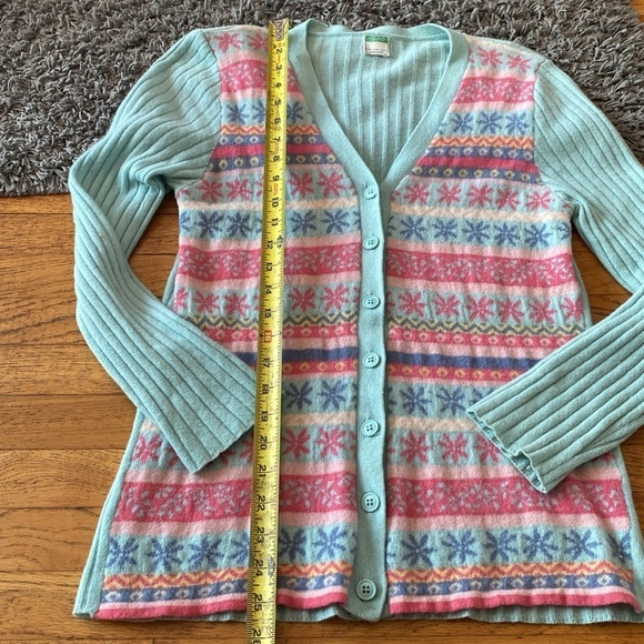 United Colors Of Benetton Button Down Pastel Colors Pattern Cardigan Sweater M - Picture 6 of 11